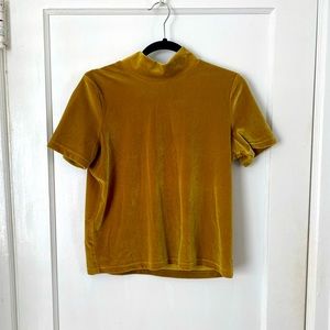 Madewell mockneck T- gold/chartreuse velvet